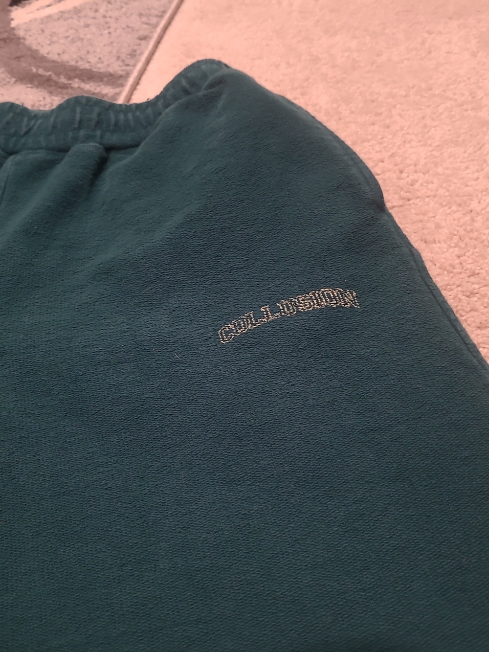 Collusion Embroidered Sweatshorts in Deep Teal XS